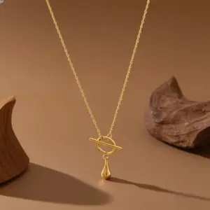 X0146-Water Drop OT Clasp-Necklace- Gold