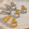 Wholesale 304 Stainless Steel Geometric Solid Color PVD Coated 18K Real Gold Plated Real Gold Plated 18K Gold IG Style Waterproof Non Tarnish Plating Gold Drop Earrings