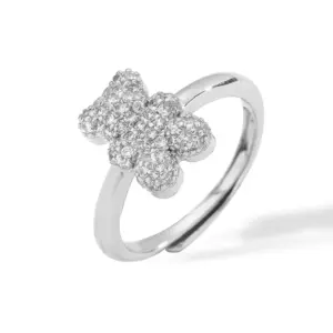 White Gold Color White Diamond Bear Ring 1