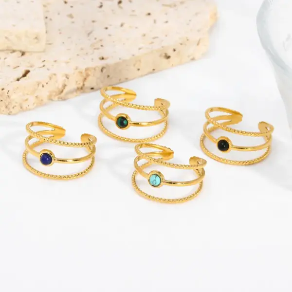 PVD Coated Real Gold Plated 18K Gold Solid Color 304 Stainless Steel Simple Style Commute Waterproof Non Tarnish Open Ring