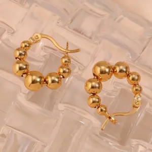 Gradient Small Bead Ear Ring-Gold