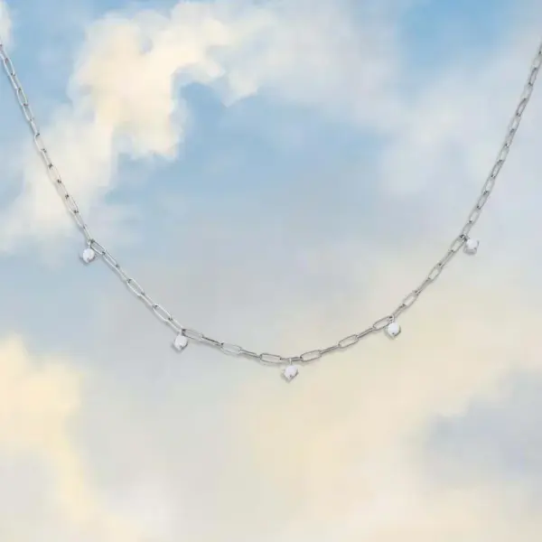 Glass Copper 18K Gold Plated Simple Style Plating Inlay Round Opal Zircon Necklace