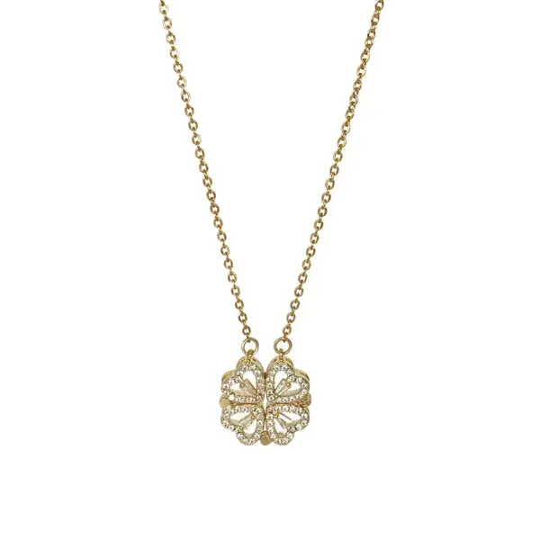 Wholesale Four-leaf Clover Titanium Steel Necklace Women's High-end Light Luxury Love Heart Collarbone Instagram Fashionable Necklace Niche Women's Necklace