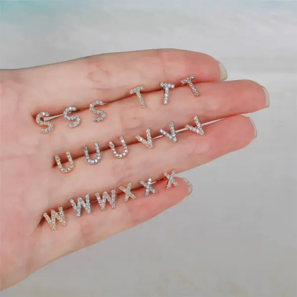 Ear Cartilage Rings & Studs Letter Brass Gem