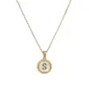 Wholesale Simple Style Round Letter Titanium Steel Pendant Necklace Polishing Gold Plated Shell Stainless Steel Necklaces