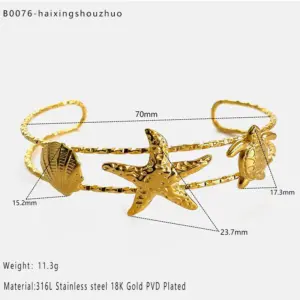 Gold Starfish Bracelet / One Size