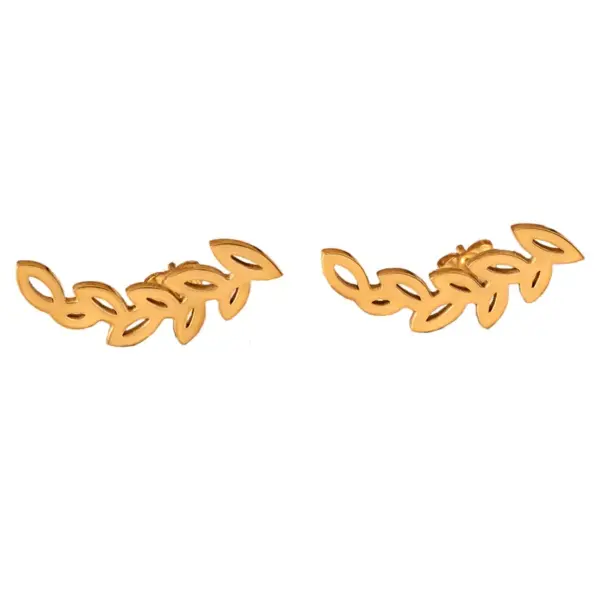 Wholesale 1 Pair Fashion Leaves Hollow Out 304 Stainless Steel Gold Plated Stainless Steel Earrings