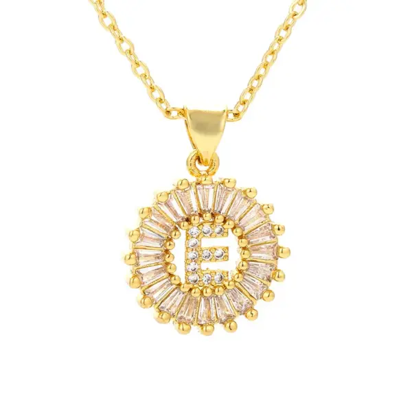 Wholesale Fashion 26 English Letter Round Copper Necklace