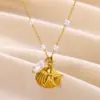 PVD Coated Real Gold Plated Starfish Shell 304 Stainless Steel Basic Modern Style Classic Style Waterproof Non Tarnish 304 Stainless Steel Lobster Trigger Clasp Closure Pendant Necklace