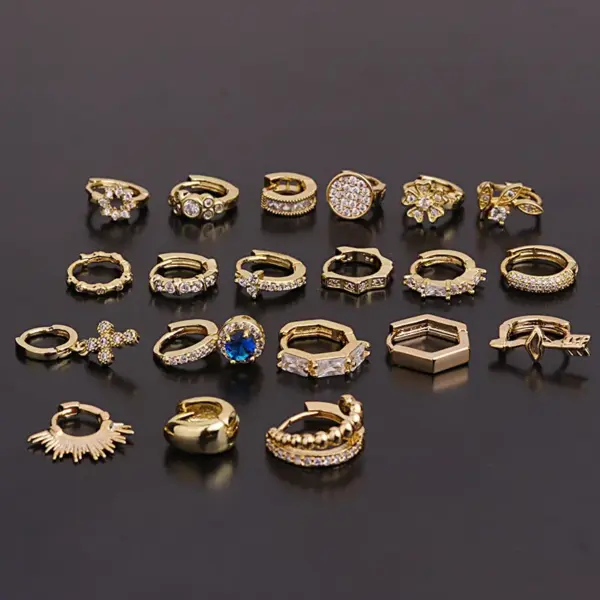 Fashion Flower Inlaid Zircon Copper Copper Earrings