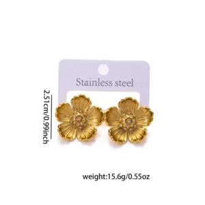 Titanium Steel Sunflower Flower Earrings