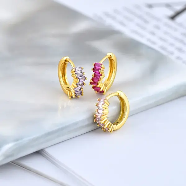 Fashion Geometric Plating Metal Artificial Gemstones Copper Earrings