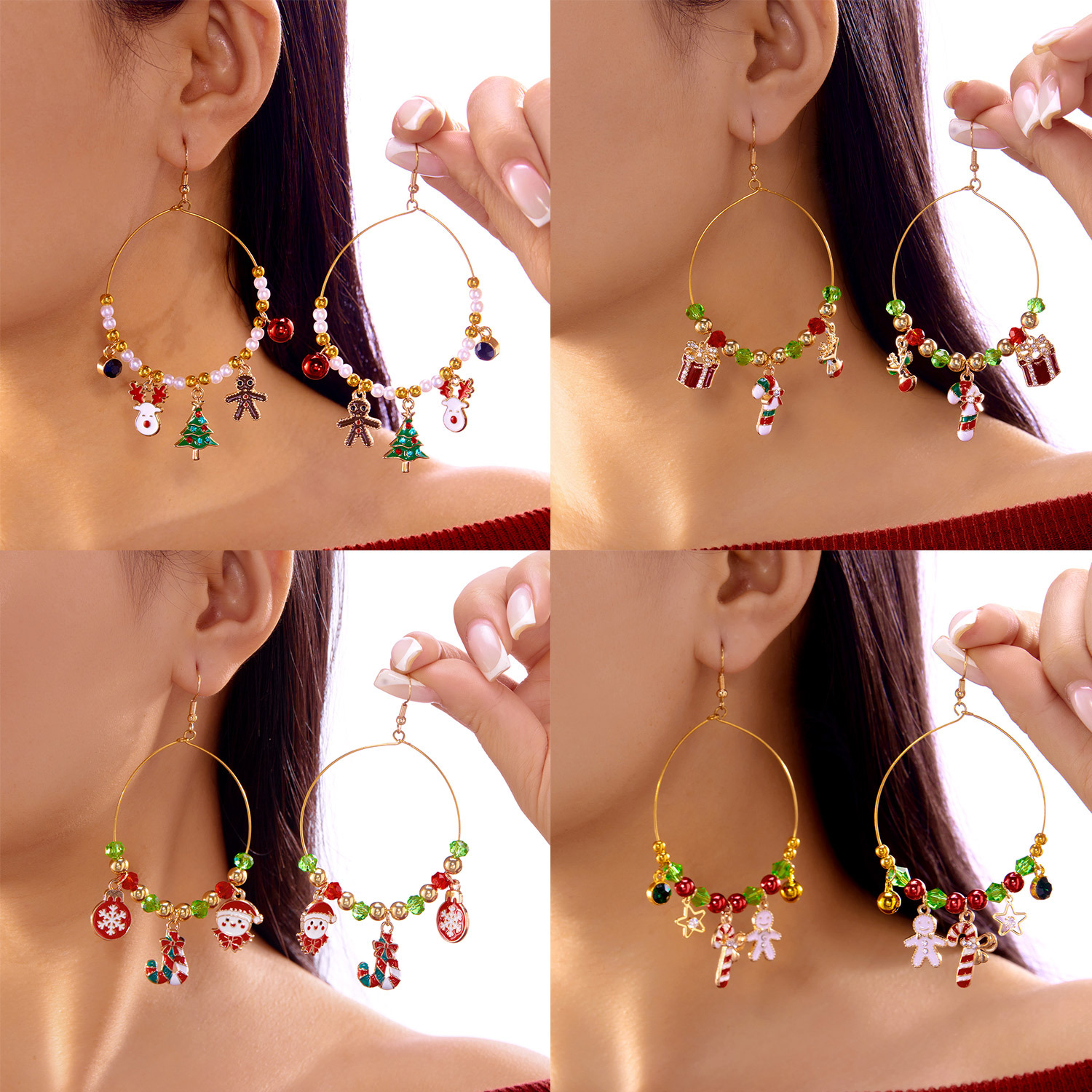 Wholesale Christmas tree, reindeer, gingerbread man earrings