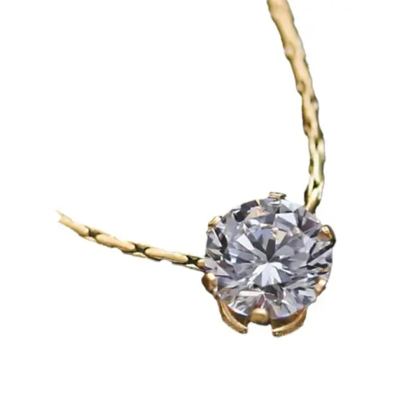 Wholesale Titanium Steel Simple Style Geometric Plating Inlay Zircon Pendant Necklace