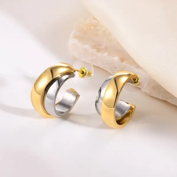 Wholesale PVD Coated Gold Plated Color Block 304 Stainless Steel Simple Style Waterproof Non Tarnish 304 Stainless Steel Earrings
