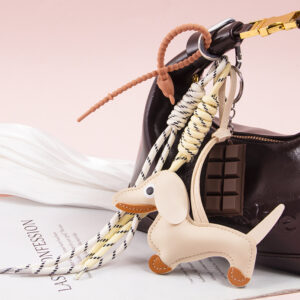 Type a dachshund chocolate + bear silicone rope + miu style lanyard - off-white