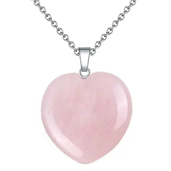 Wholesale Casual Simple Style Heart Shape Natural Stone Crystal Iron Wholesale Pendant Necklace