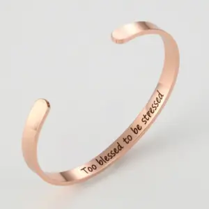 G2545 Rose Gold Inner Ring Lettering Too Blessed to Be Stressed