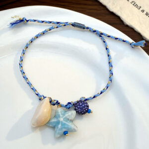 Dopamine starfish shell bracelet~dark blue 1609