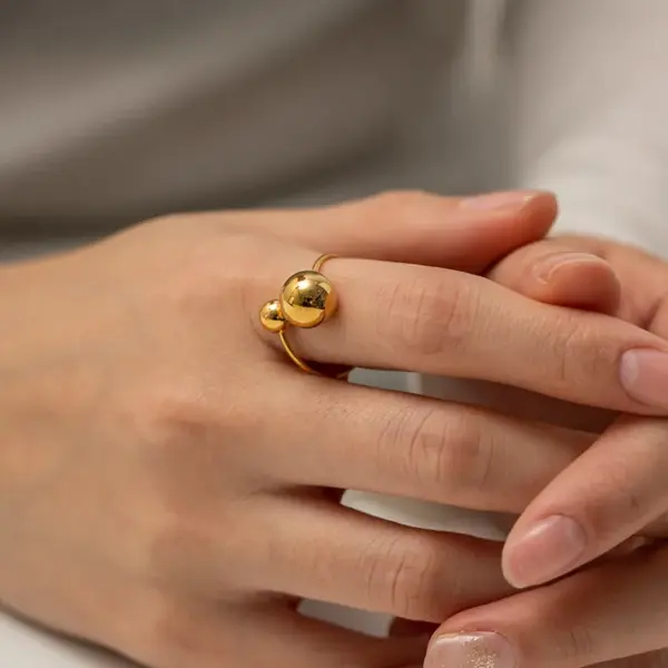 Wholesale Jewelry Fashion Ball Solid Color 304 Stainless Steel PVD Coated Plating Open Ring