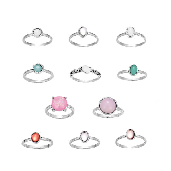 Wholesale New European and American combination ring fashion colorful candy color gem 11 suit ring jewelry factory direct sales