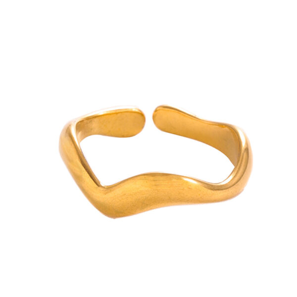 Wholesale Cross-border irregular curved wave plain ring ring women's opening titanium steel adjustable simple ins ring jewelry