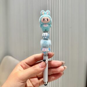 Stylus pen + 0.5mm pen tip / Tiffany Blue Rabbit Ears Labubu - White Pen