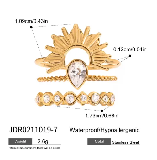 304 Stainless Steel Geometric PVD Coated 18K Real Gold Plated Real Gold Plated Classic Style Waterproof Non Tarnish Rings