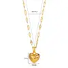 Wholesale PVD Coated Real Gold Plated Heart Shape 304 Stainless Steel Elegant Modern Style Waterproof Non Tarnish 304 Stainless Steel Lobster Trigger Clasp Closure Pendant Necklace