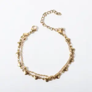 Cross Clamp Ball Glossy Horizontal Peach Heart / Anklet 21 5