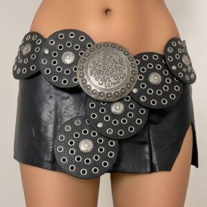 Retro smear button head ancient silver rivet round cake / 108cm