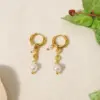 Wholesale PVD Coated 18K Gold Real Gold Plated Round 304 Stainless Steel IG Style Simple Style Waterproof Non Tarnish Drop Earrings