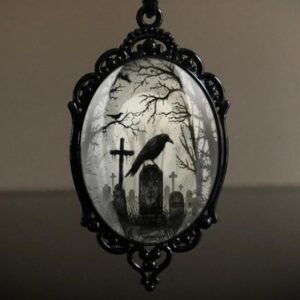oly-a513f122322bc0efa8045077bc6130d7 Wholesale Vintage Gothic Style Bat Castle Crow Cross Blood Black Cat Church Cemetery Vampire Vintage Necklace