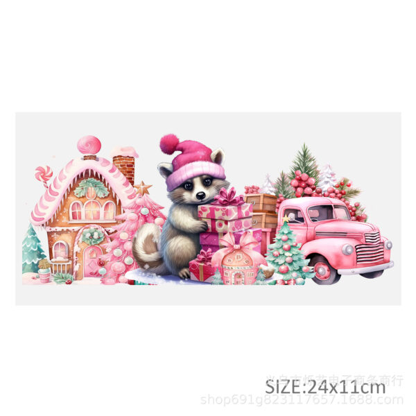 Wholesale Cute Animal Christmas Pink 16oz Cup UV DTF Wraps