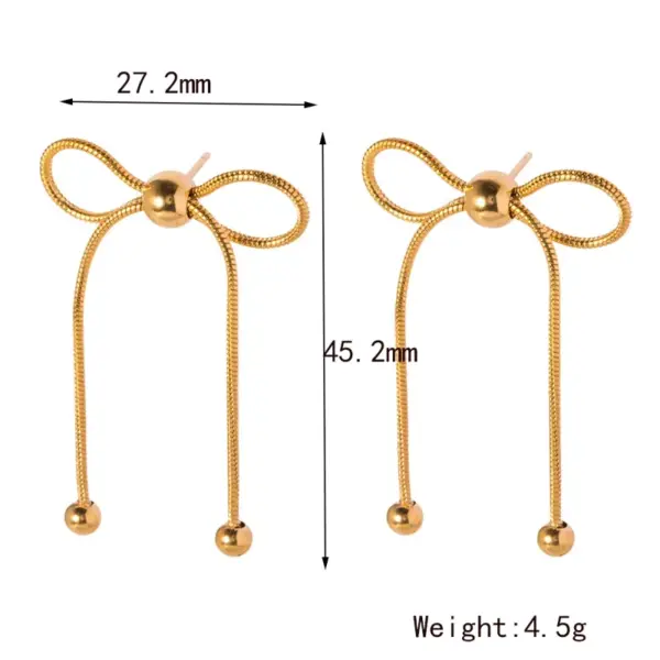 Wholesale Jewelry French Style Sweet Commute Bow Knot 304 Stainless Steel 18K Gold Plated Plating Chain Rings Earrings Necklace