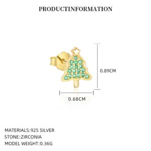 E5976_Green Nanoparticle_14K Yellow Plating_Single_with Small Flower Ear Cap / 925 silver