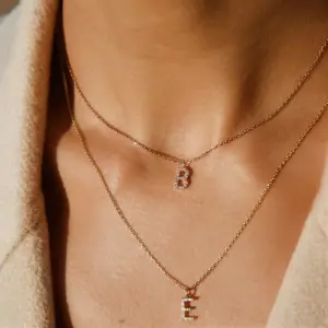 Wholesale PVD Coated Real Gold Plated Letter Stainless Steel Titanium Steel Waterproof Non Tarnish 304 Stainless Steel Pendant Necklace