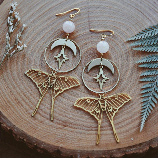 Wholesale New Bohemian National Fashion Women's Earrings Star and Moon Combination Earrings Hollow Pattern Butterfly Earrings