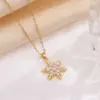 Wholesale 201 Stainless Steel Copper Plating Inlay Snowflake Zircon Pendant Necklace