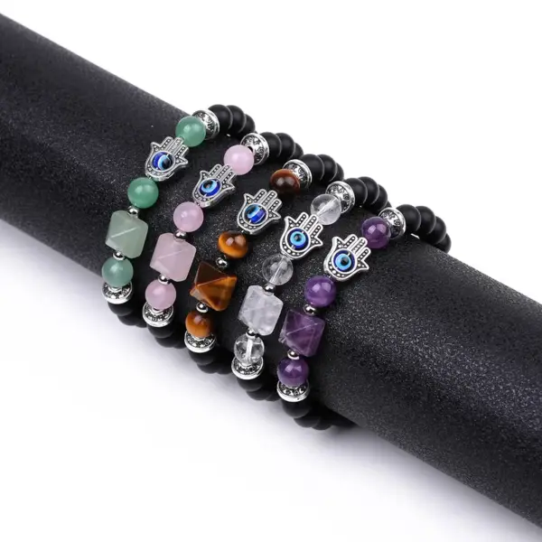 Wholesale Fashion Devil's Eye Palm Artificial Crystal Stone Irregular Beaded Polishing Bracelets 1 Piece
