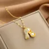 Wholesale Glam Simple Style Solid Color 304 Stainless Steel Copper Plating Inlay 18K Gold Plated Acrylic Glass Zircon Pendant Necklace