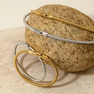 Wholesale PVD Coated Real Gold Plated 16K White Plating Solid Color 304 Stainless Steel Simple Style Waterproof Non Tarnish Bracelets Necklace