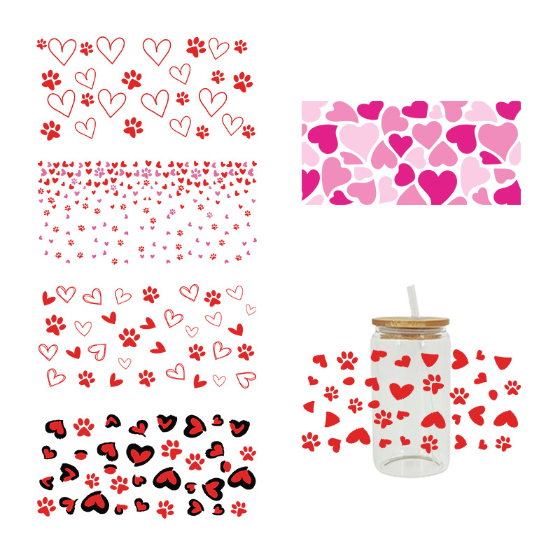 Wholesale New Valentine's Day UV C stickers crystal logo pattern 23 cmX11cm in stock