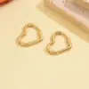 Wholesale Real Gold Plated Heart Shape 304 Stainless Steel Casual Simple Style Waterproof Non Tarnish Earrings