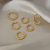PVD Coated Real Gold Plated 18K Gold Twist 304 Stainless Steel IG Style Preppy Style Streetwear Waterproof Non Tarnish Hoop Earrings