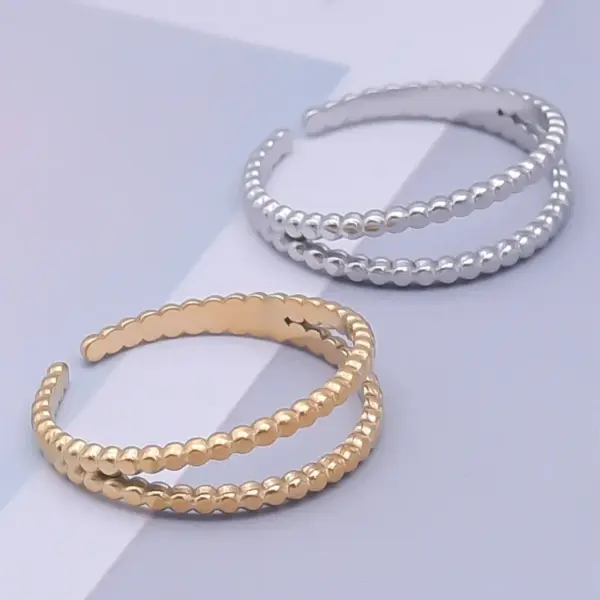 Wholesale PVD Coated Real Gold Plated 18K Gold Circle 304 Stainless Steel Simple Style Waterproof Non Tarnish Open Rings