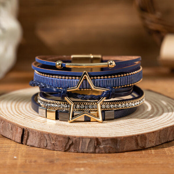 Wholesale Bohemian style pentagram magnetic buckle bracelet