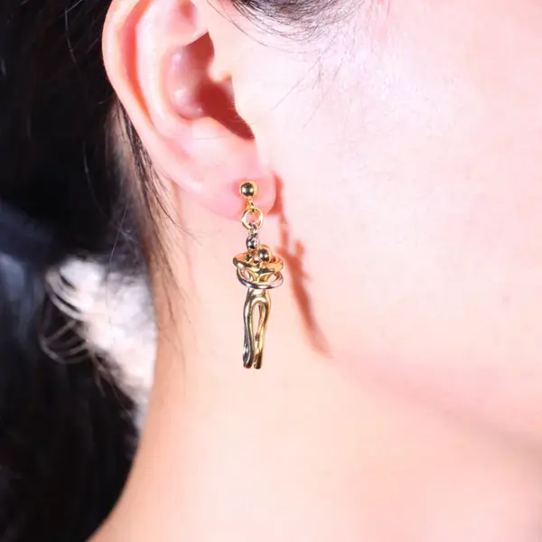 304 Stainless Steel Human PVD Coated 18K Real Gold Plated Simple Style Waterproof Non Tarnish Mixed Metal Cable Chain Snake Chain Earrings Necklace