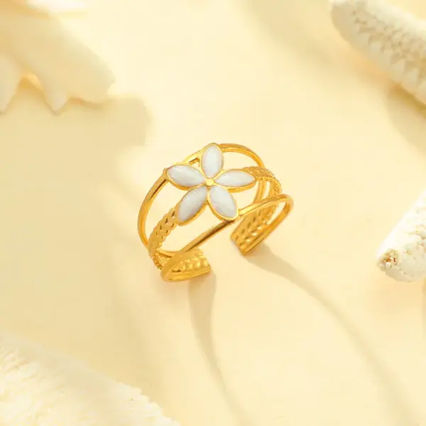 Wholesale Simple Oil Dropping Irregular Ring Women's Color-free 18k Gold Plating Shaped Open Stainless Steel Ring