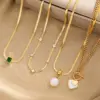 Wholesale 304 Stainless Steel 18K Gold Plated Modern Style Simple Style Round Star Heart Shape Pendant Necklace